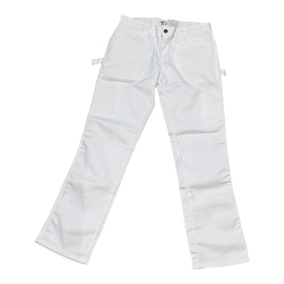Womens Dickies White Straight-Leg Work Pants Slacks Jeans Size 8R NEW 8 Regular - Picture 1 of 7